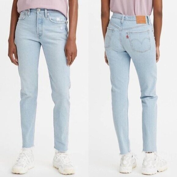 NWT Levi's 501 Skinny High Rise Jeans Size 26 Light Blue Wash Cropped - Picture 1 of 7